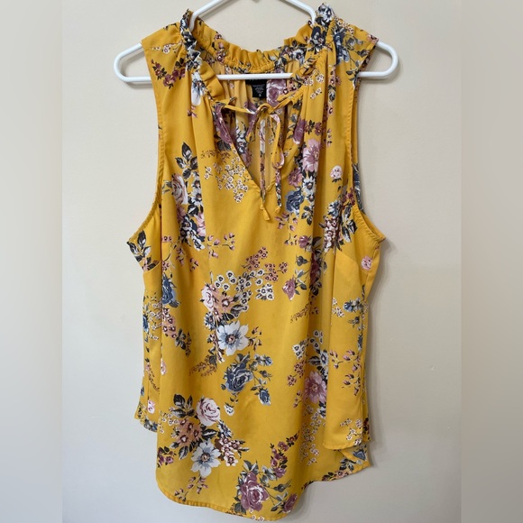 Torrid Yellow Floral Georgette Tank Sleeveless Blouse Plus Size 3 - Picture 5 of 8